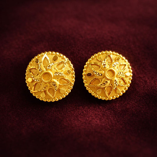 Radiant Floral Stud Earrings - Gold Plated