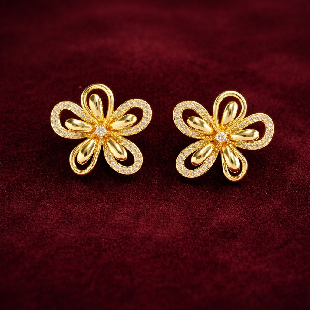 Golden Blossom Flower Earrings