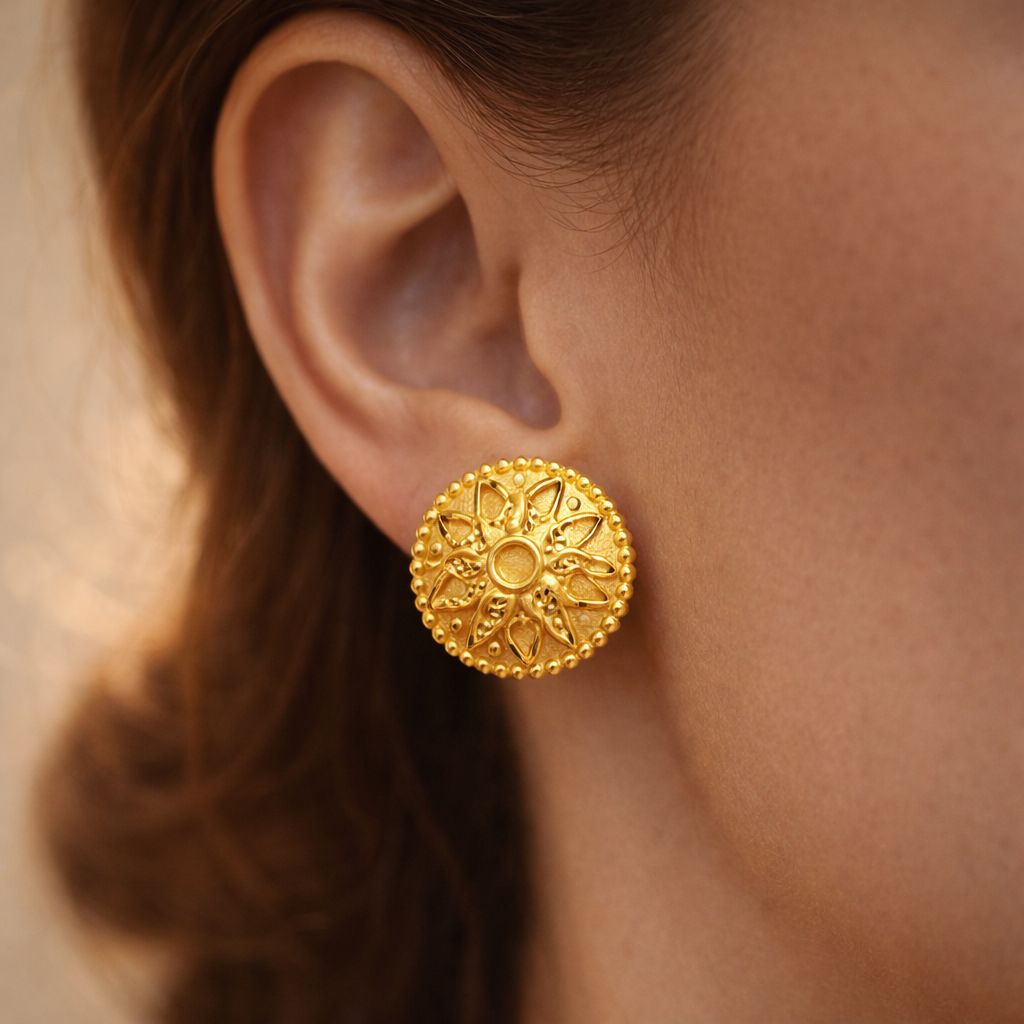 Radiant Floral Stud Earrings - Gold Plated