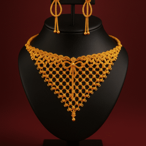 Gold-Plated Choker Necklace & Earrings Set