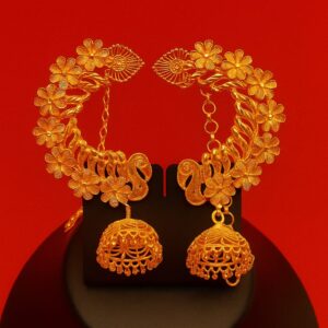Ahsas Gold-Plated Half Bali Hoop with Jhumka