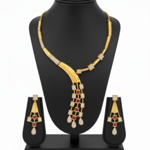 Ahsas “Emerald Grace” Gold-Plated Necklace Set
