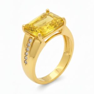 Ahsas “Majestic Diamond Cut” Gold-Plated Ring