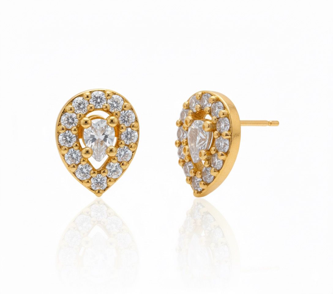 Ahsas “Crystal Bloom” Gold-Plated Eartops