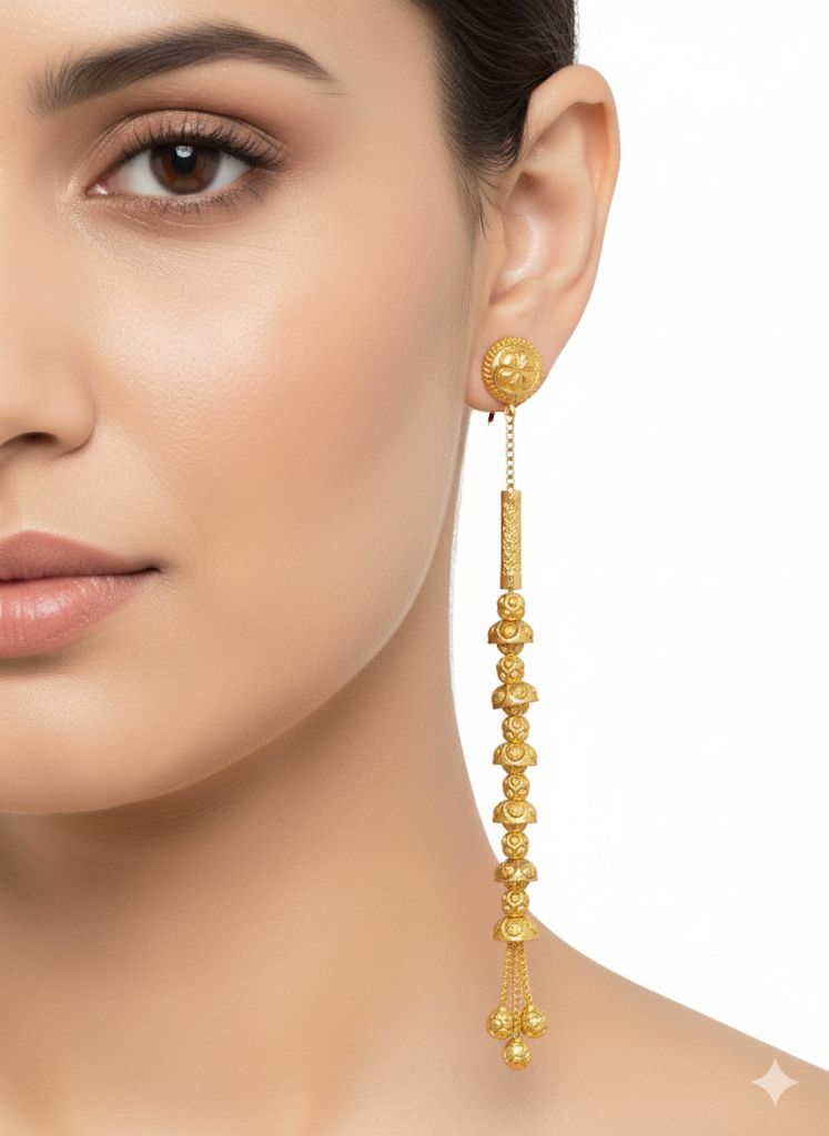 Ahsas “Floral Gleam” Gold-Plated Earrings - Image 2